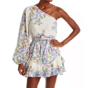 HEMANT & NANDITA One-Shoulder Floral Dress